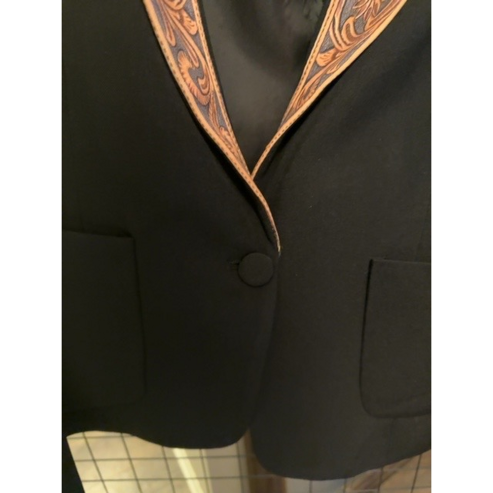 American Darling leather look collar (print) Womens western Blazer Jacket in Bla - Picture 5 of 9
